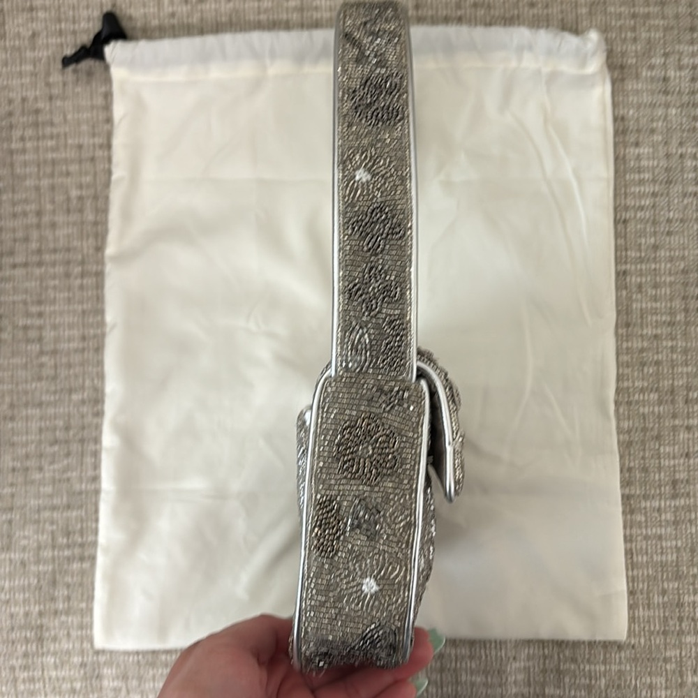 STAUD Tommy Beaded Flap Shoulder Bag (NWOT) - Silver Garden Party - Picture 7 of 13